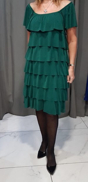 Midi dress with frills,in black,green-black,1430