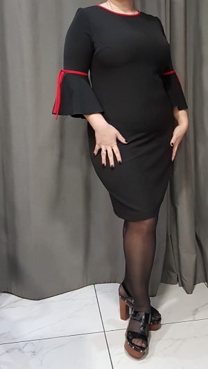 Black,midi dress with red binding,xxl,1438