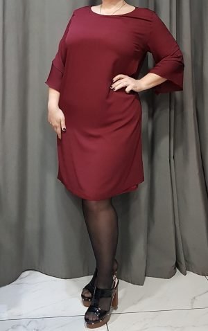 Maroon,midi dress with frills on the sleeves,xxxxl 1434