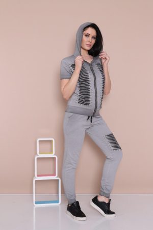 Cotton tracksuit set,with short sleeved jacket,in blue raf,2102