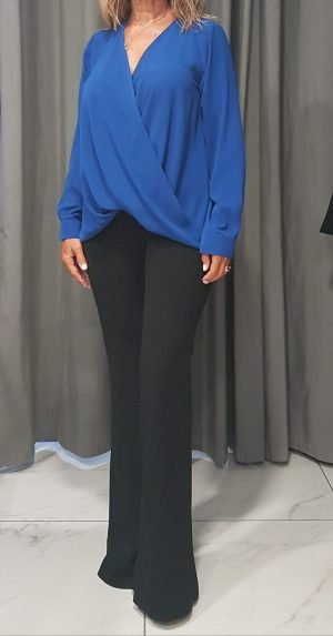 Wrap dress with cuffs in royal blue-size 48,in black-size56,3269