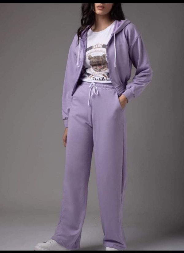 Bell bottomed cotton tracksuit,one size,with hoodie,in purple,mint green,4504